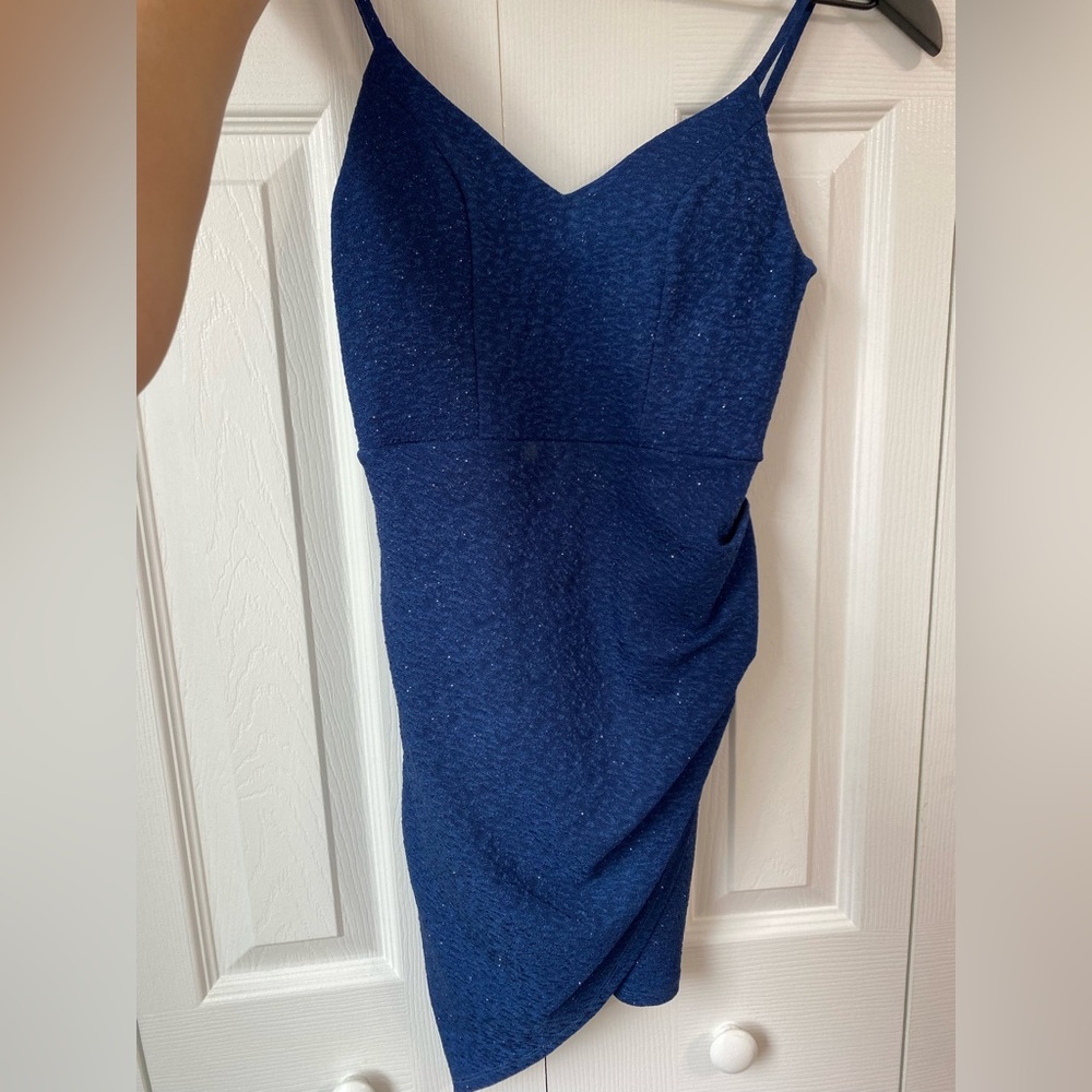 Sparkly navy blue mini dress